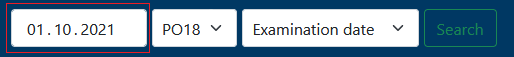 How can I search for things or my examination date in the application?